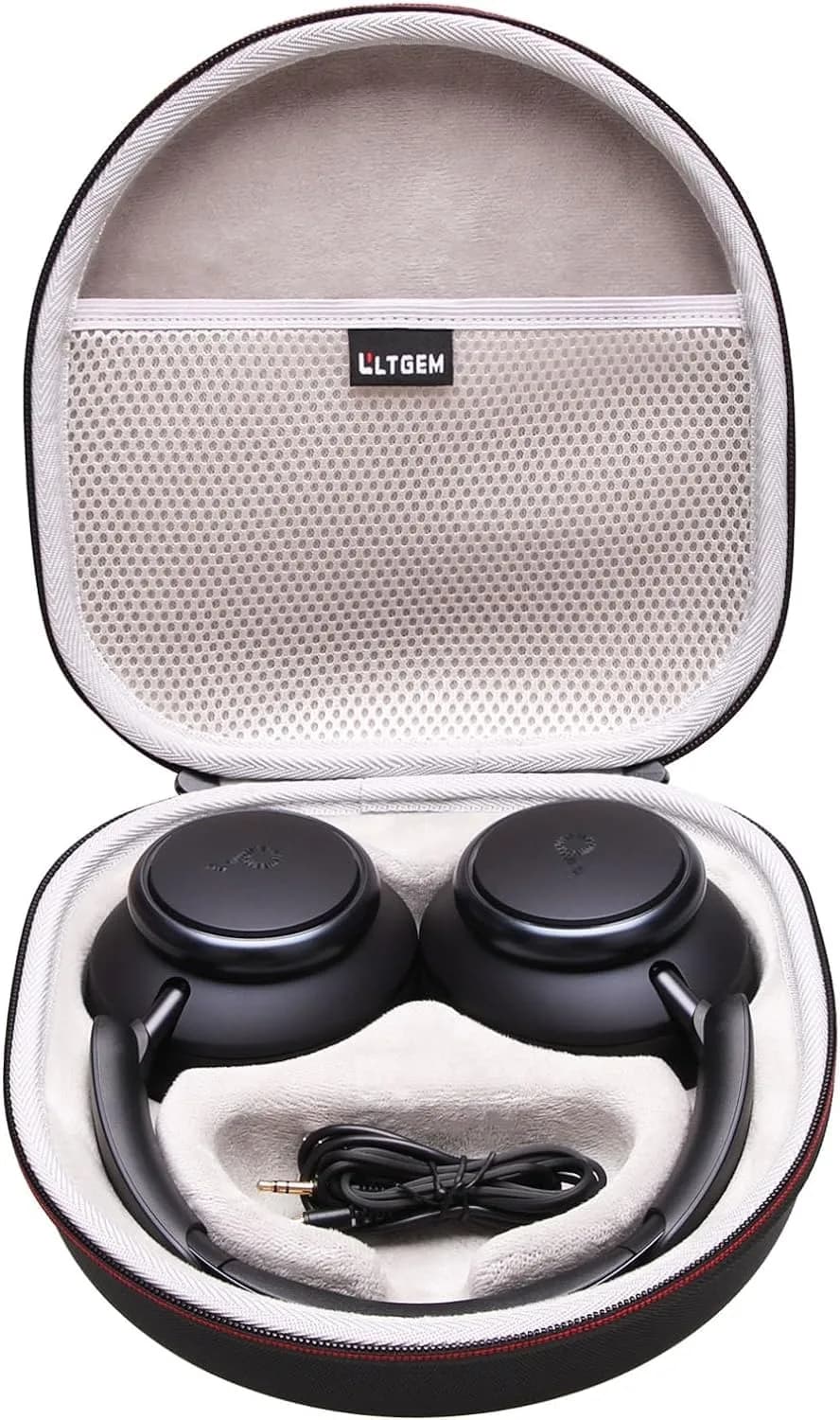 L LTGEM Hard Case for Anker Q30/Q20i/Q45/Space One Pro Headphones | Compact, Shockproof & Waterproof (70-120c) — Outer Black+Inner White