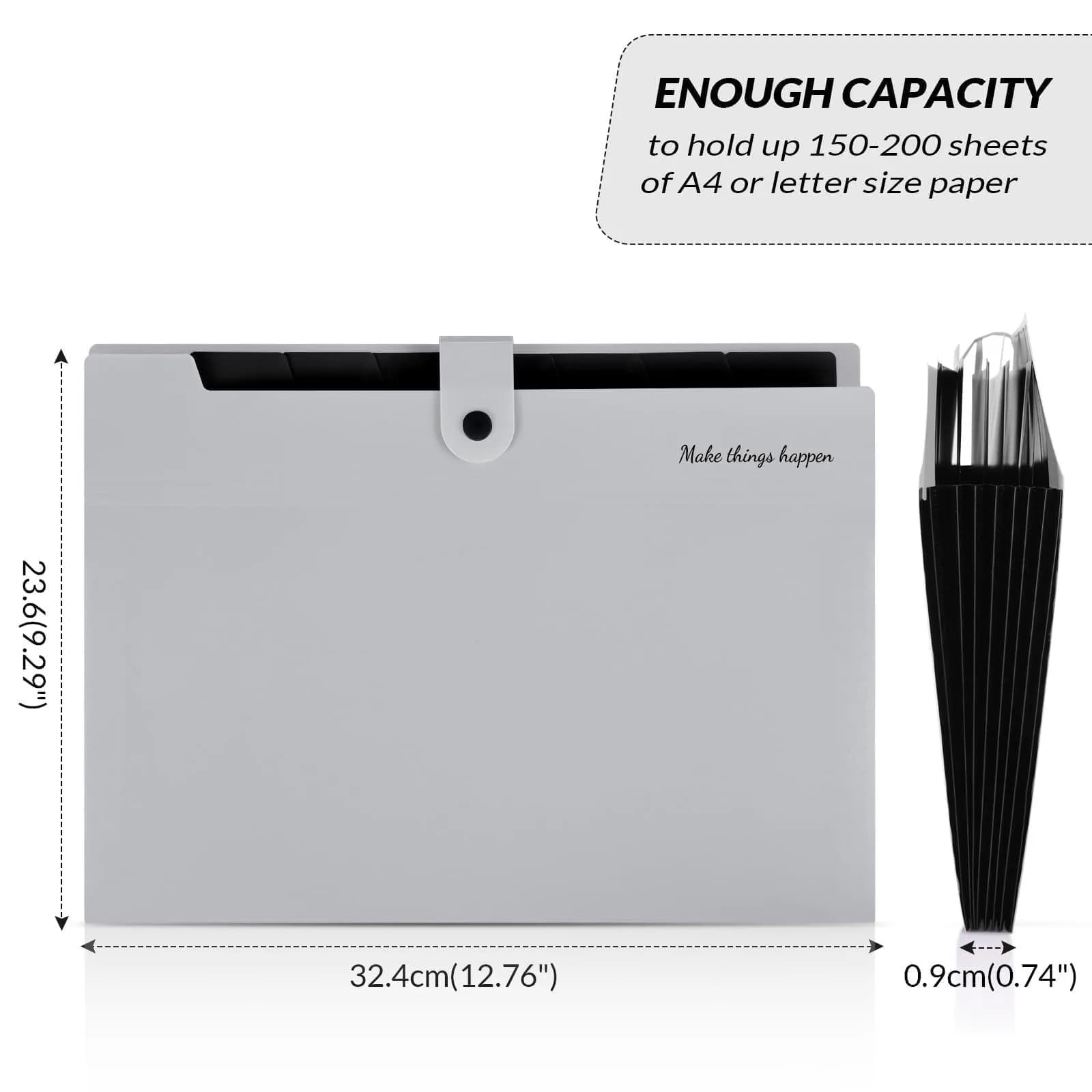SKYDUE Expanding File Organizer with 8 Pockets, Accordion Document Paper Bill Receipt Organizer, Letter Size, Gray - view 5