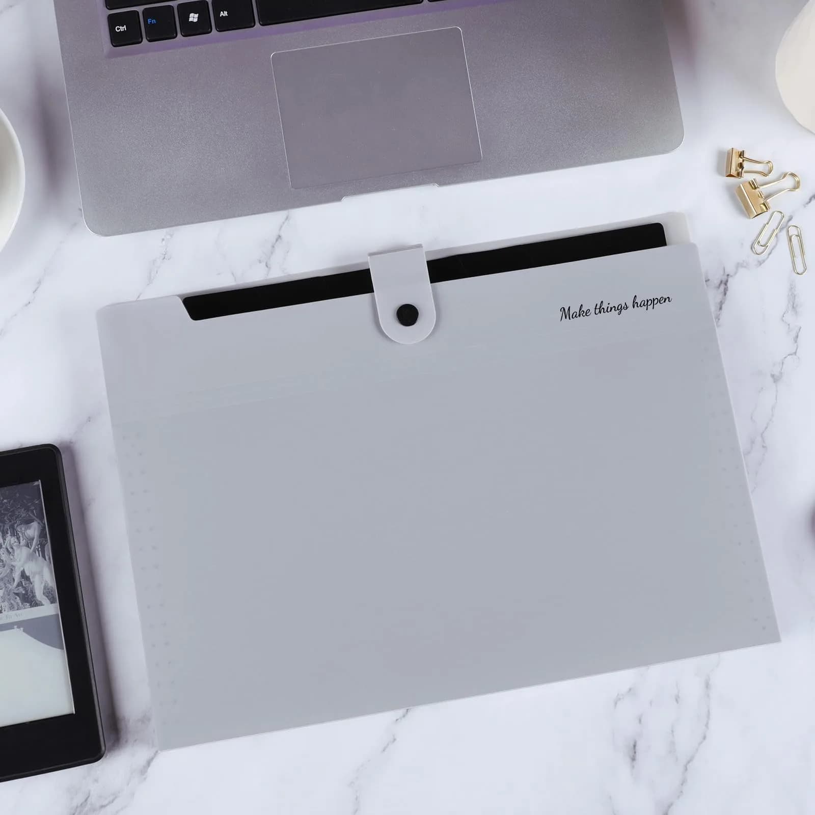 SKYDUE Expanding File Organizer with 8 Pockets, Accordion Document Paper Bill Receipt Organizer, Letter Size, Gray - view 6