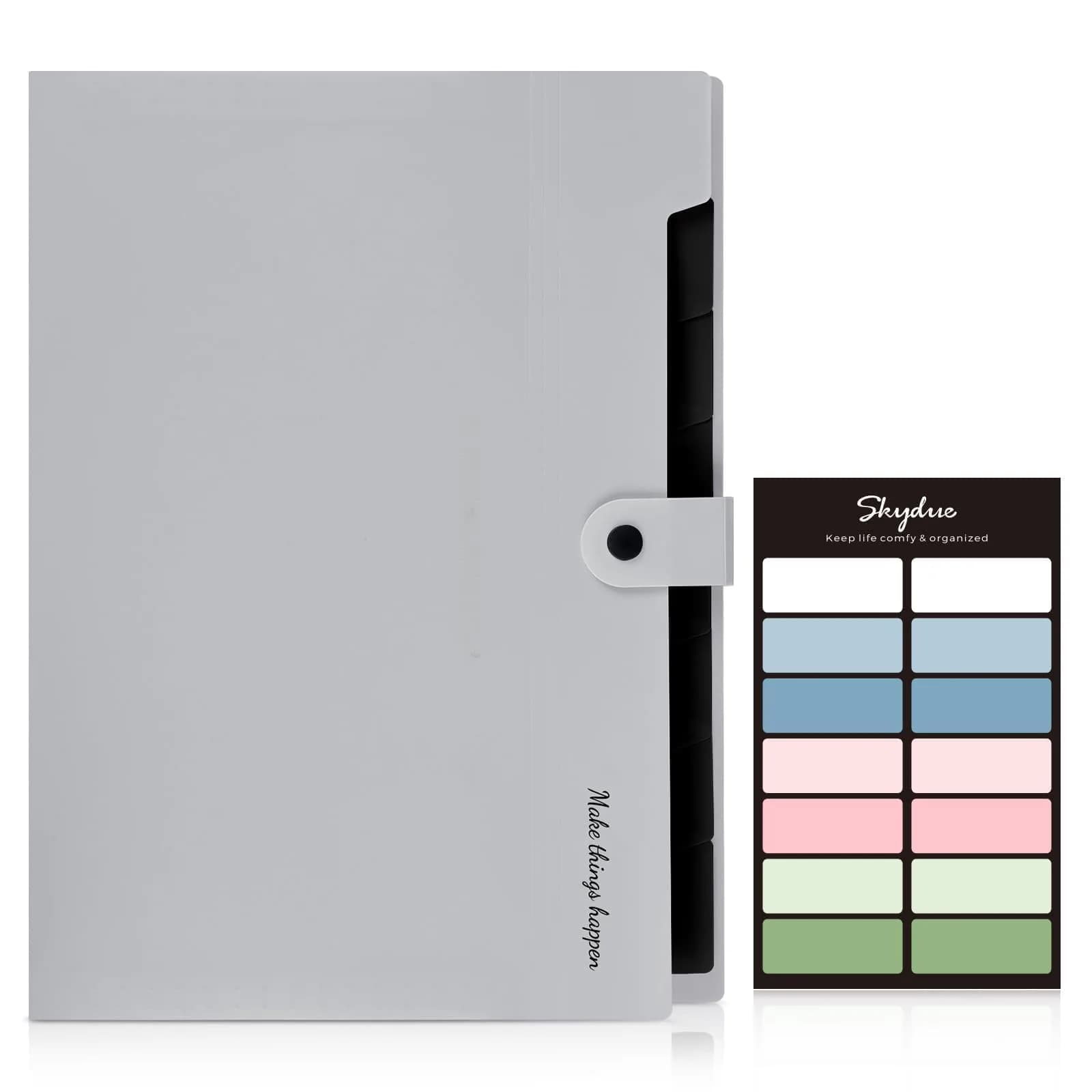 SKYDUE Expanding File Organizer with 8 Pockets, Accordion Document Paper Bill Receipt Organizer, Letter Size, Gray - view 2