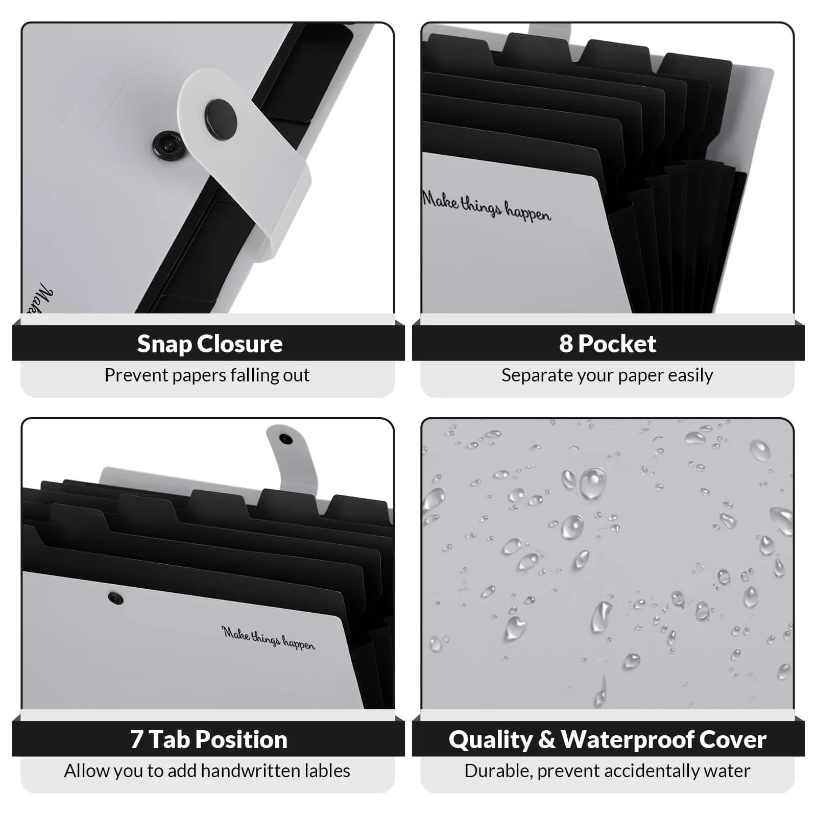 SKYDUE Expanding File Organizer with 8 Pockets, Accordion Document Paper Bill Receipt Organizer, Letter Size, Gray - view 3