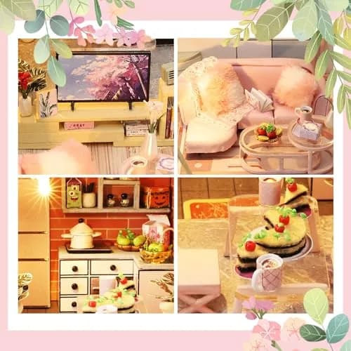 Flever Miniature Wooden House Kit | DIY Dollhouse with Furniture & Lights, 1:24 Scale, Blossom Stories thumbnail 3