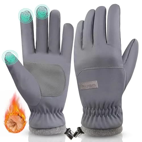 ihuan Waterproof Ski Gloves Medium Grey | Warm, Windproof, Water-Resistant for Cold Weather Activities thumbnail 1