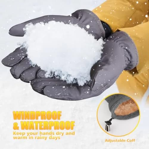 ihuan Waterproof Ski Gloves for Men & Women | Warm, Windproof, Touchscreen Gloves (Small, Grey) thumbnail 4