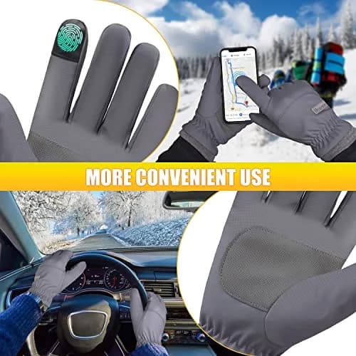 ihuan Waterproof Ski Gloves for Men & Women | Warm, Windproof, Touchscreen Gloves (Small, Grey) thumbnail 5