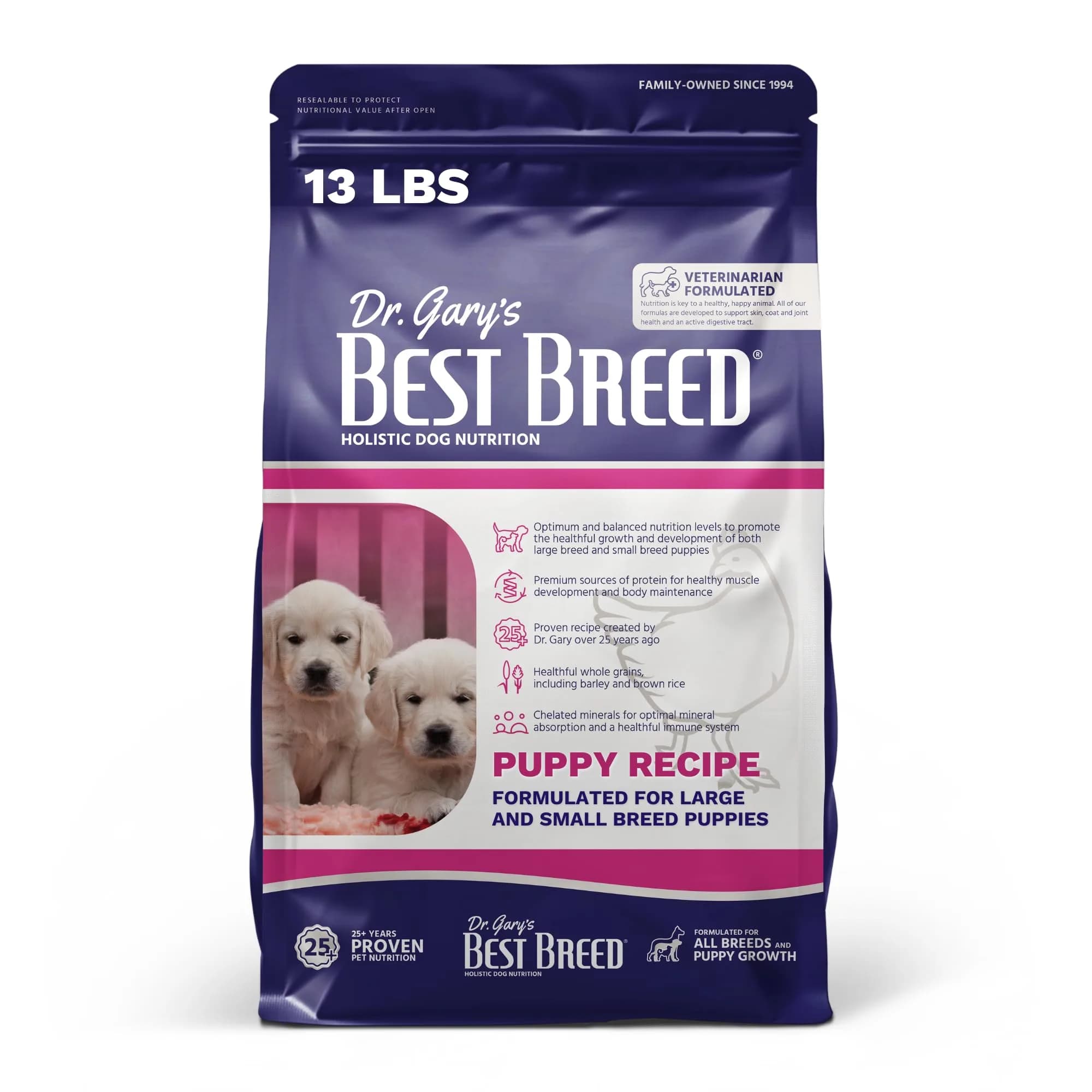 Best Breed Dr. Gary's Puppy Recipe – Veterinarian-Formulated Puppy Food with DHA & EPA, Chicken & Fish, All Breeds (13 lb Bag)