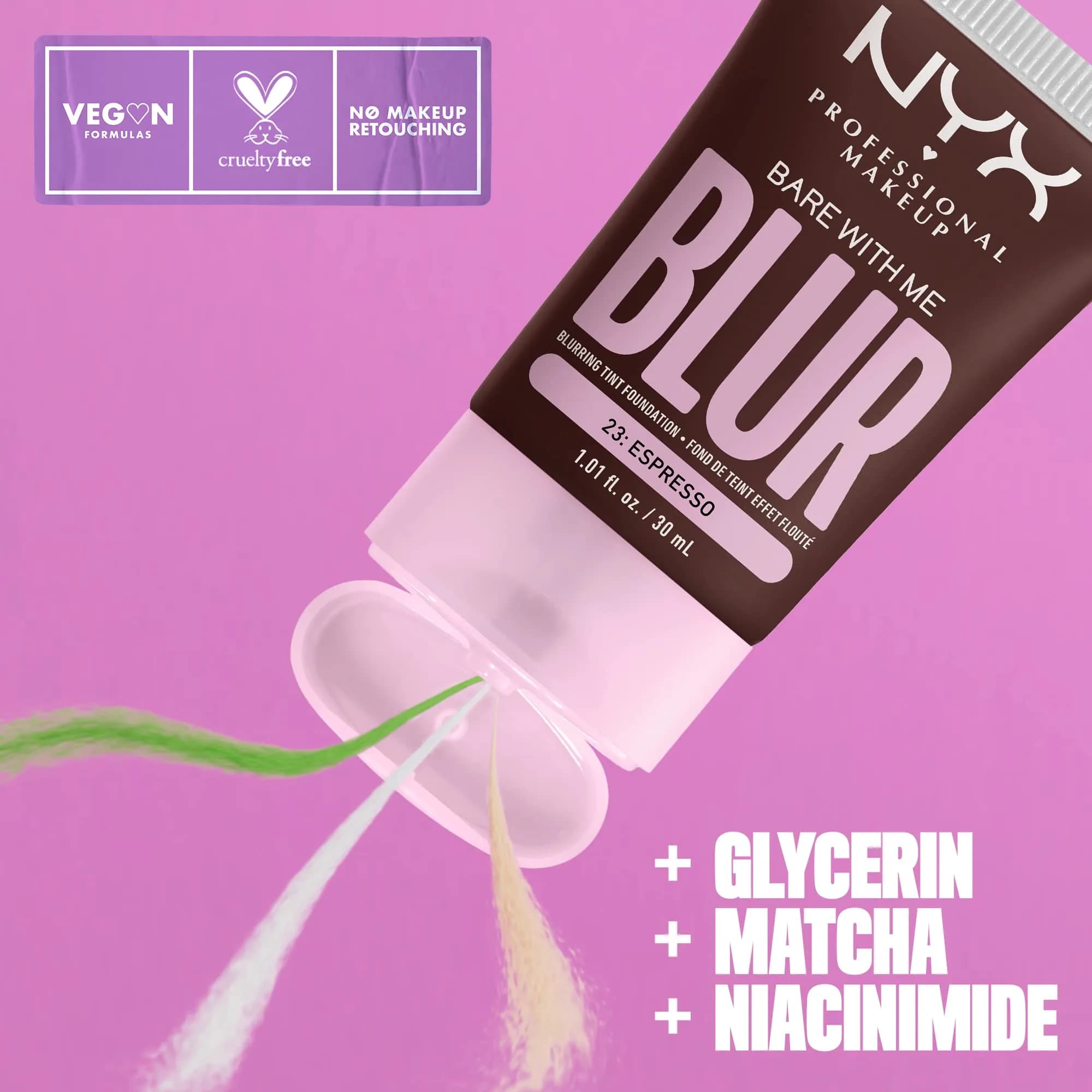 NYX PROFESSIONAL MAKEUP Bare With Me Blur Skin Tint Foundation Make Up with Matcha, Glycerin & Niacinamide - Light Ivory - view 2