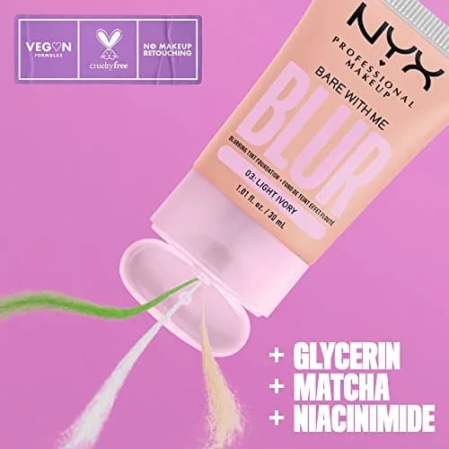 NYX PROFESSIONAL MAKEUP Bare With Me Blur Tint Foundation Light Ivory 30ml (1.01 Fl Oz) | Matte Blurred Finish thumbnail 2