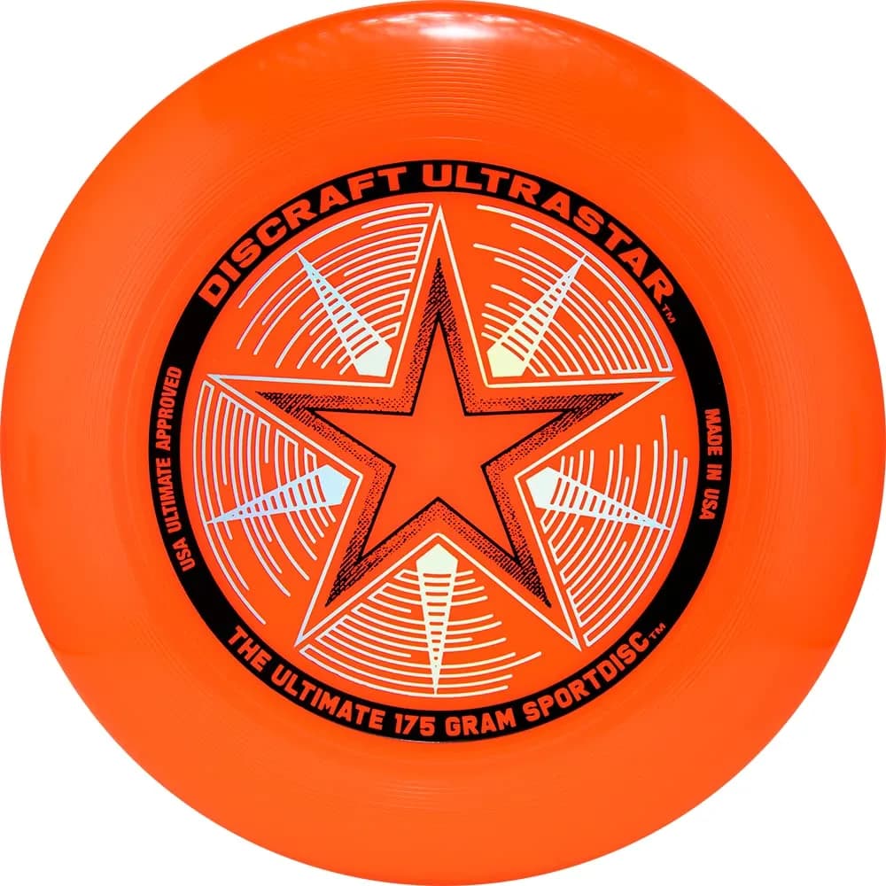 Discraft 175 Gram Orange Ultrastar Sport Disc | Official USA Ultimate Competition Disc (70-120 chars) — Orange Disc. FOIL COLORS MAY VARY.