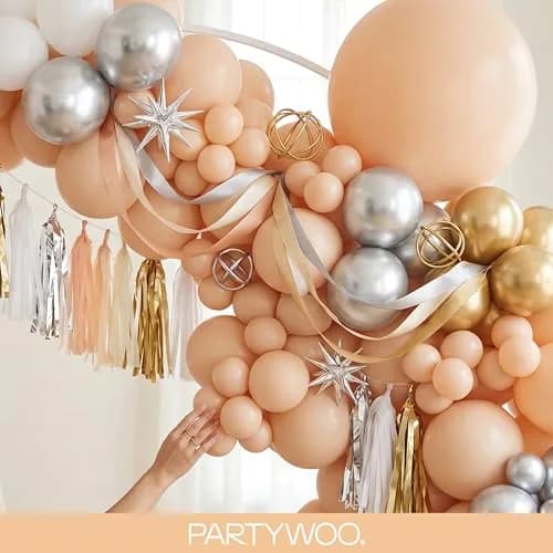 PartyWoo Nude Balloons 140pcs Apricot Boho Fall Color Assorted Sizes | 18 12 10 5 Inch thumbnail 8