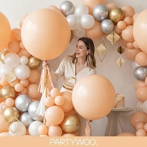 PartyWoo Nude Balloons 140pcs Apricot Boho Fall Color Assorted Sizes | 18 12 10 5 Inch thumbnail 9