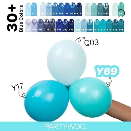 PartyWoo Teal Balloons 140 Count (Pack of 1) | Assorted Colors for Parties thumbnail 4