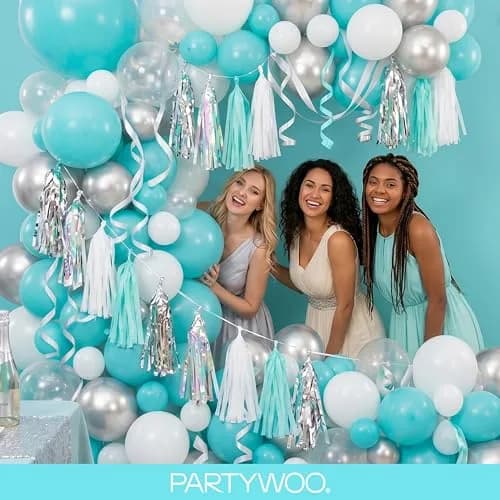PartyWoo Teal Balloons 140 Count (Pack of 1) | Assorted Colors for Parties thumbnail 5
