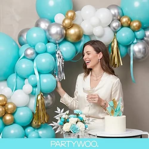 PartyWoo Teal Balloons 140 Count (Pack of 1) | Assorted Colors for Parties thumbnail 9