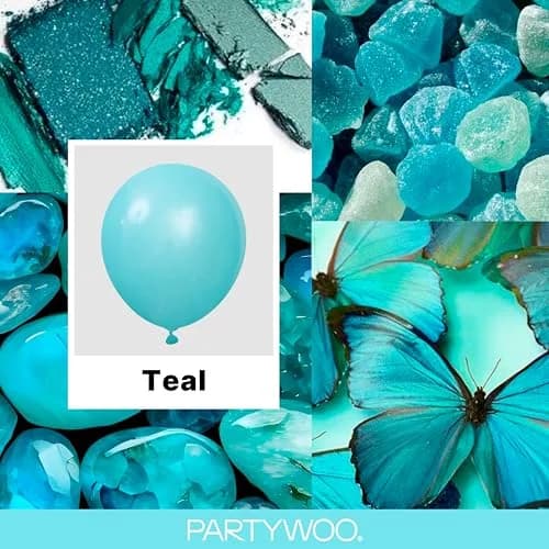 PartyWoo Teal Balloons 140 Count (Pack of 1) | Assorted Colors for Parties thumbnail 2