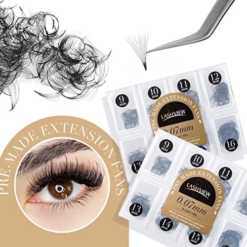 LASHVIEW 1000 Premade Volume Eyelash Extensions 10D D Curl 0.07mm Mixed Tray 9-16mm | Handmade Faux Mink thumbnail 6