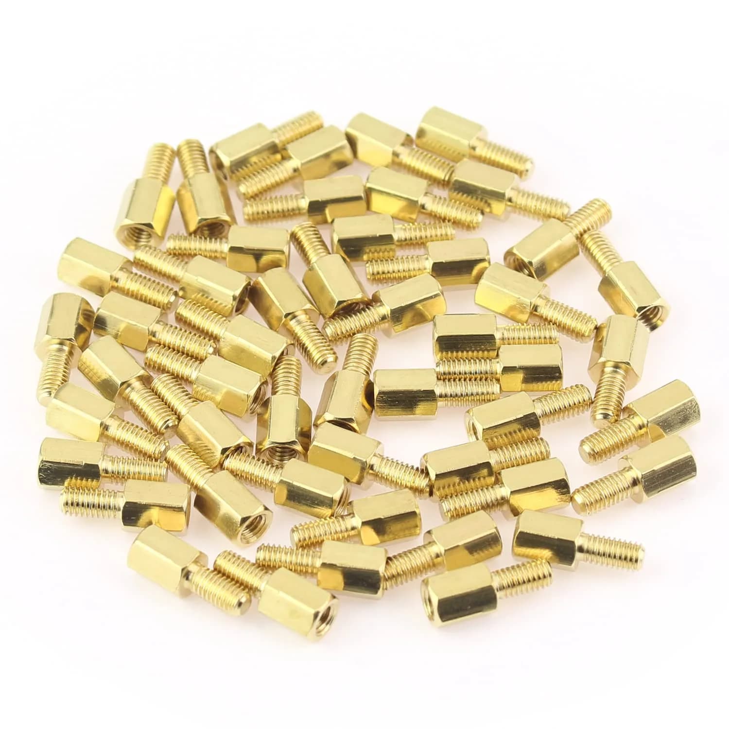 HELIFOUNER M3x6+6mm Brass Hex Standoffs Screws | Durable, Easy Install, 50 pcs
