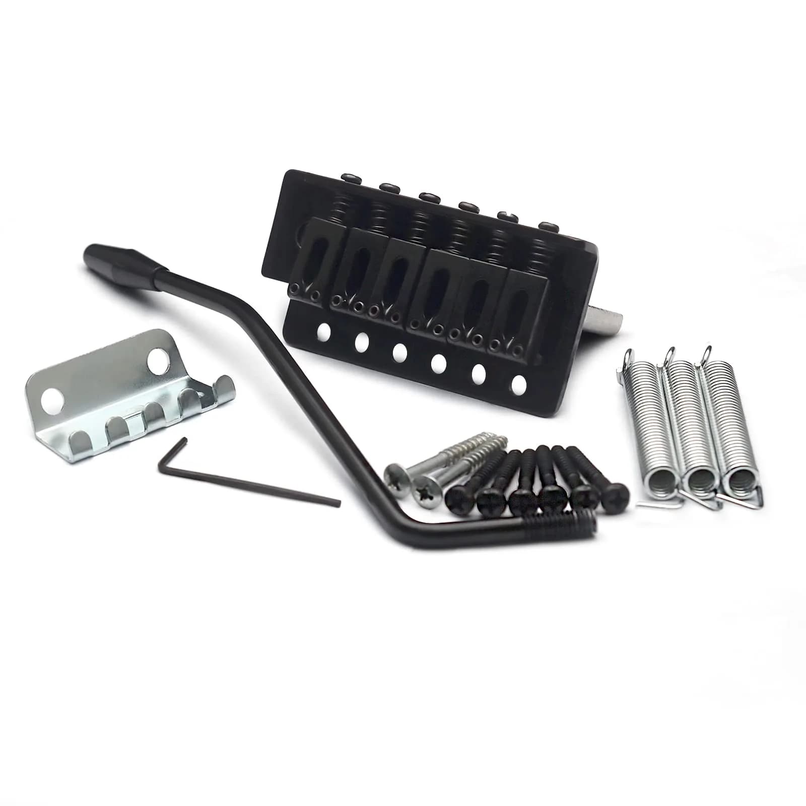 SAPHUE Black Stratocaster Tremolo Bridge Set 52.5mm (2-1/16 inch) | Fits Fender Strat Squier Electric Guitar