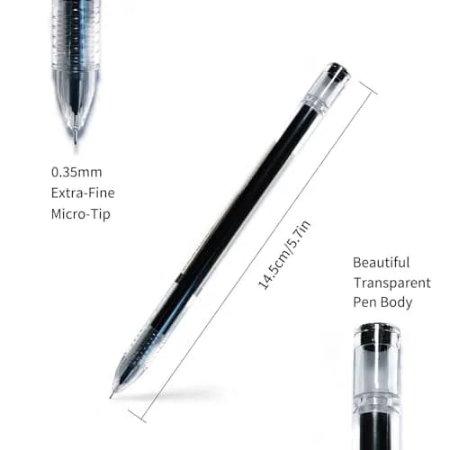 PurpleWillow Japanese Extra Fine Black Gel Pens 0.35mm (12-Pack) | Smooth Writing for Students & Professionals thumbnail 9