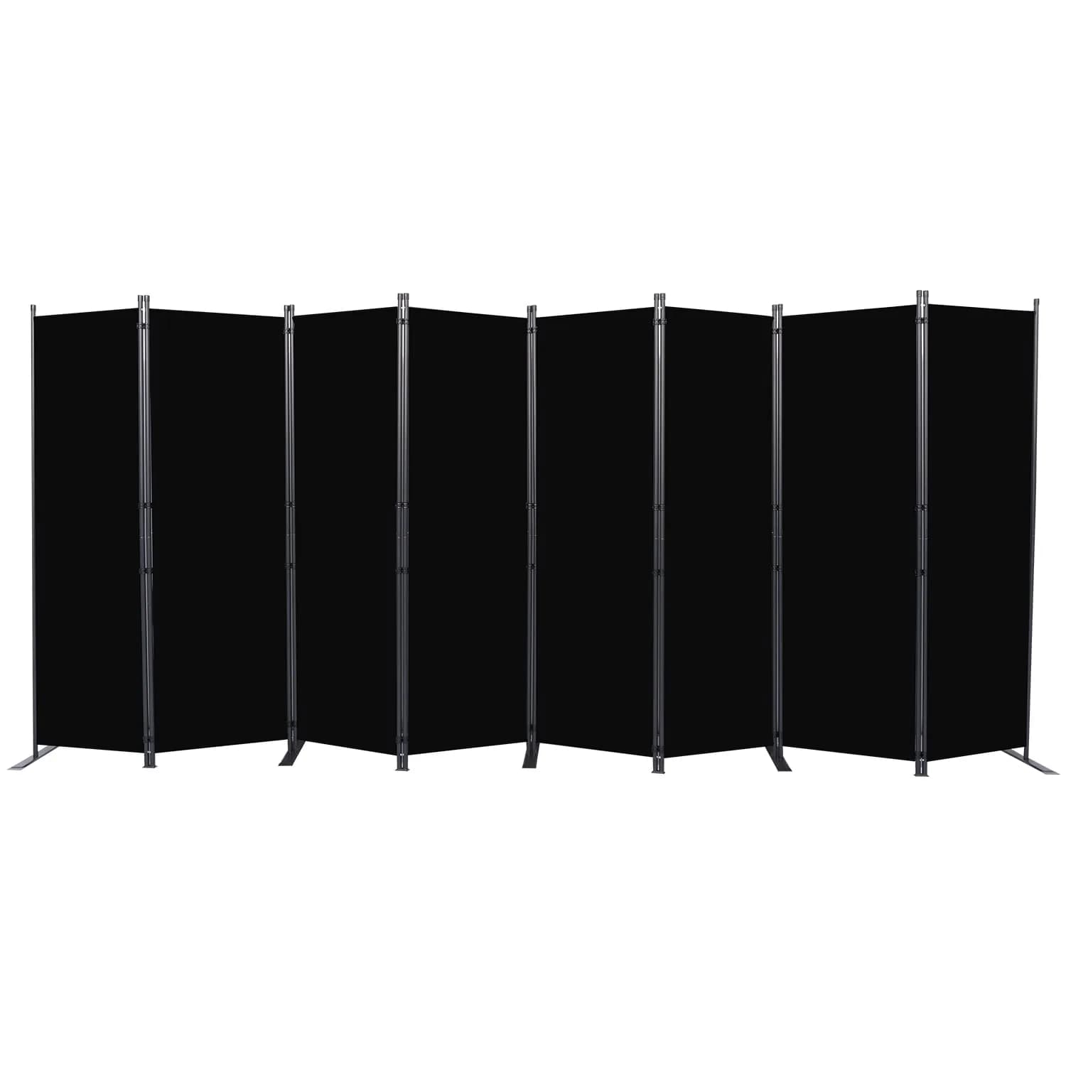 CHOSENM 8 Panel Room Divider 22"x71.3" (176" W x 71.3" H) | Black Folding Privacy Screen with Wider Feet - main product image