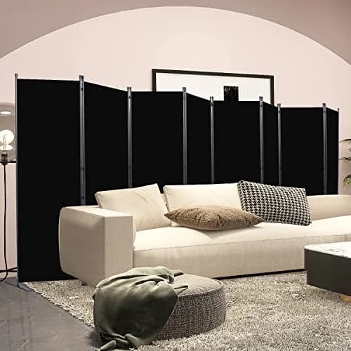 CHOSENM 8 Panel Room Divider 22"x71.3" (176" W x 71.3" H) | Black Folding Privacy Screen with Wider Feet thumbnail 6