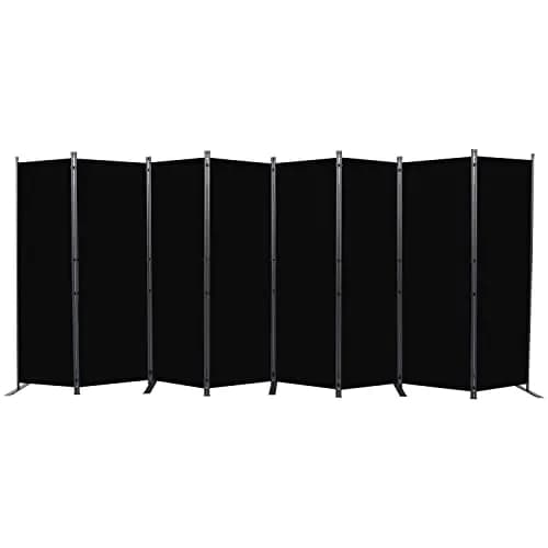 CHOSENM 8 Panel Room Divider 22"x71.3" (176" W x 71.3" H) | Black Folding Privacy Screen with Wider Feet thumbnail 1
