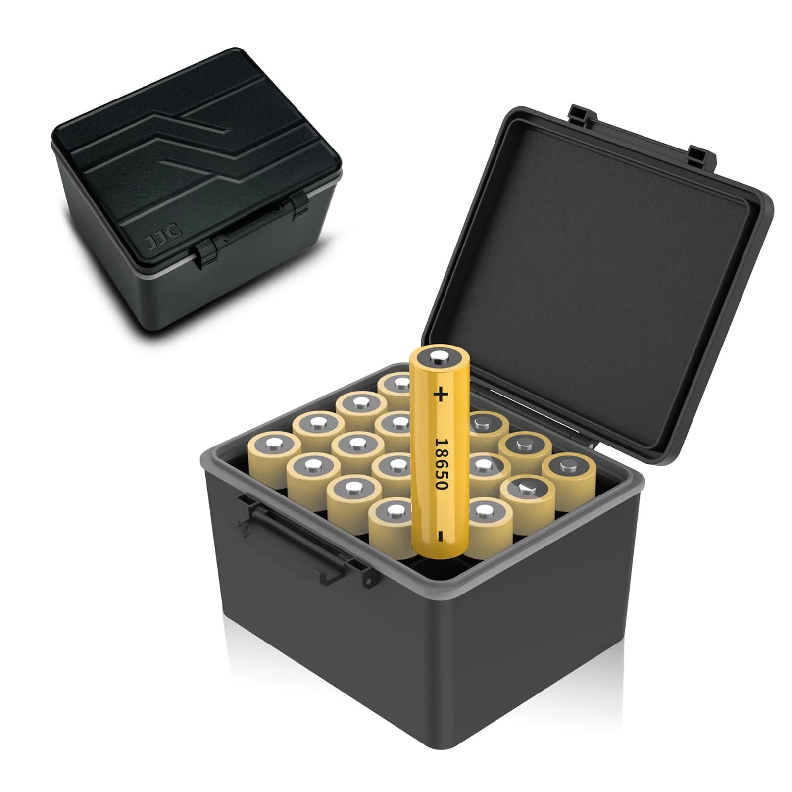 JJC 20 Slots 18650 Battery Storage Case Holder Container Box | Water-Resistant, Shockproof, Pressureproof — for 20x 18650 Battery