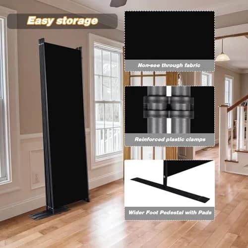 CHOSENM 4 Panel Room Divider 22"x71.3" (88" W x 71.3" H) | Stable Iron Frame Black thumbnail 4
