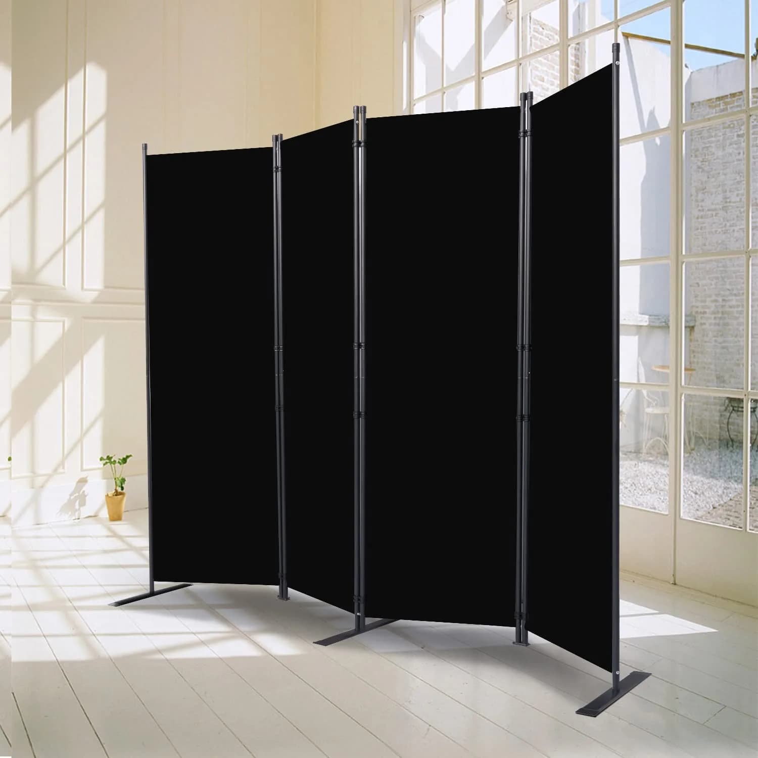 CHOSENM 4 Panel Room Divider 22"x71.3" (88" W x 71.3" H) | Stable Iron Frame Black - view 6