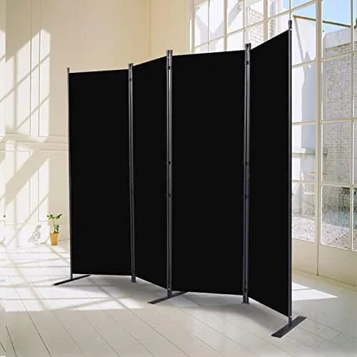 CHOSENM 4 Panel Room Divider 22"x71.3" (88" W x 71.3" H) | Stable Iron Frame Black thumbnail 6