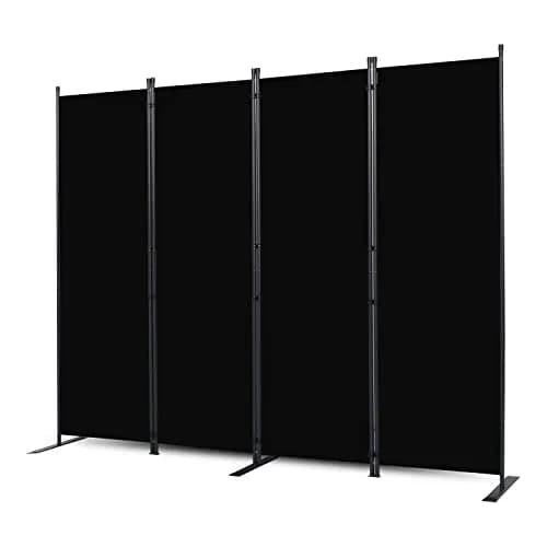 CHOSENM 4 Panel Room Divider 22"x71.3" (88" W x 71.3" H) | Stable Iron Frame Black thumbnail 1