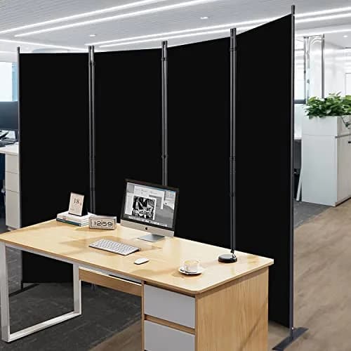 CHOSENM 4 Panel Room Divider 22"x71.3" (88" W x 71.3" H) | Stable Iron Frame Black thumbnail 7