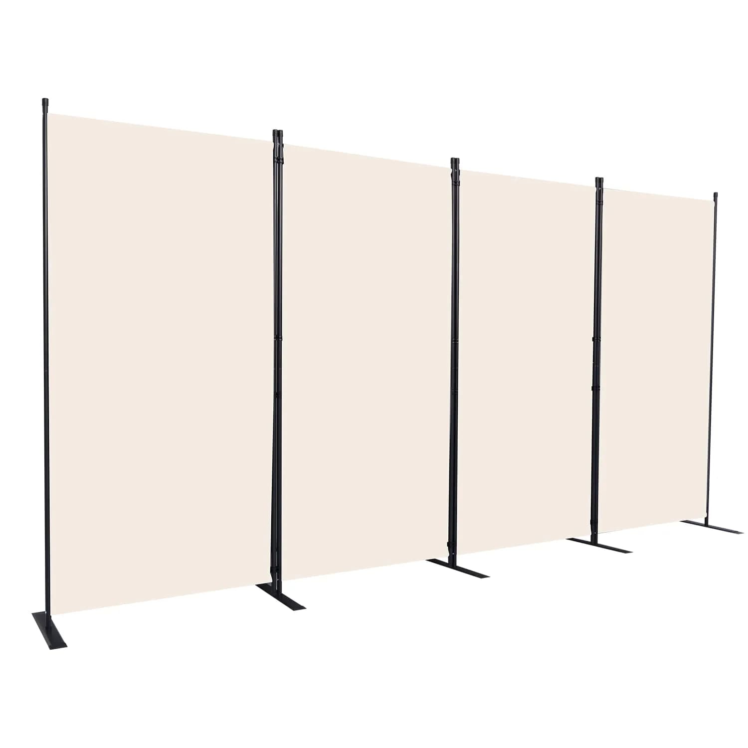 CHOSENM 4 Panel Room Divider Privacy Screen 136" W x 71.3" H | Stable Iron Frame, Beige Fabric - main product image