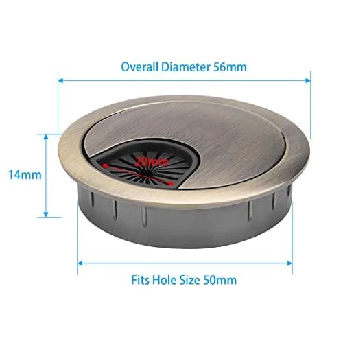 Petutu Desk Grommet 2 Inch Metal Cable Grommet Bronze 2 Pack | Space-Saving Cable Organizer thumbnail 2