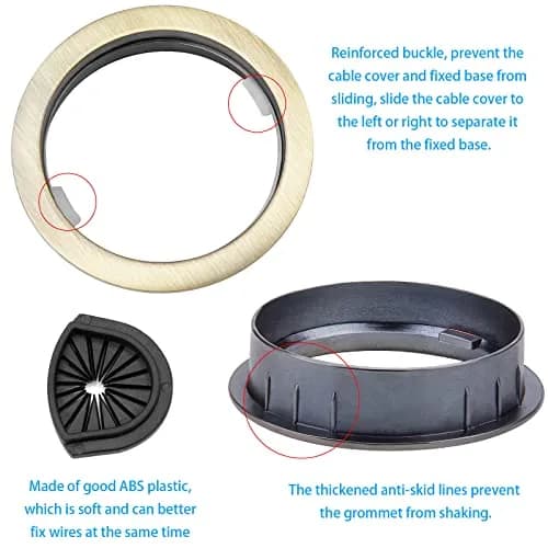 Petutu Desk Grommet 2 Inch Metal Cable Grommet Bronze 2 Pack | Space-Saving Cable Organizer thumbnail 3