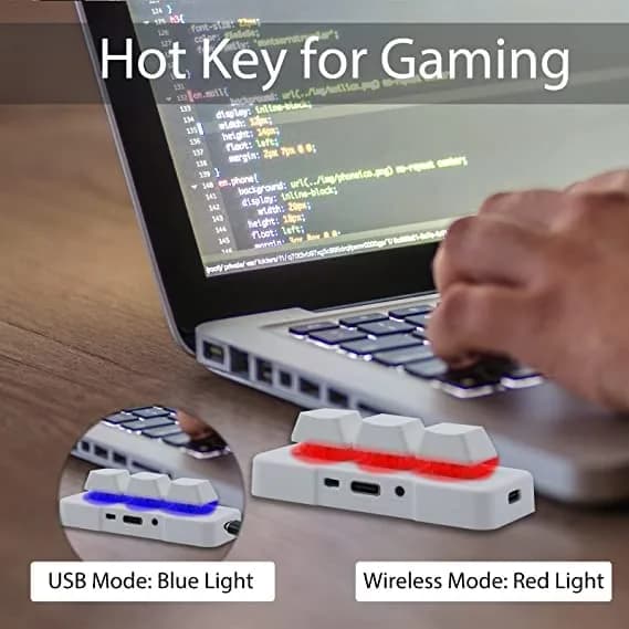 PCsensor 3-Key Mini Keypad Wireless Mechanical Gaming Keyboard with RGB LED | Programmable Hot Keys thumbnail 4