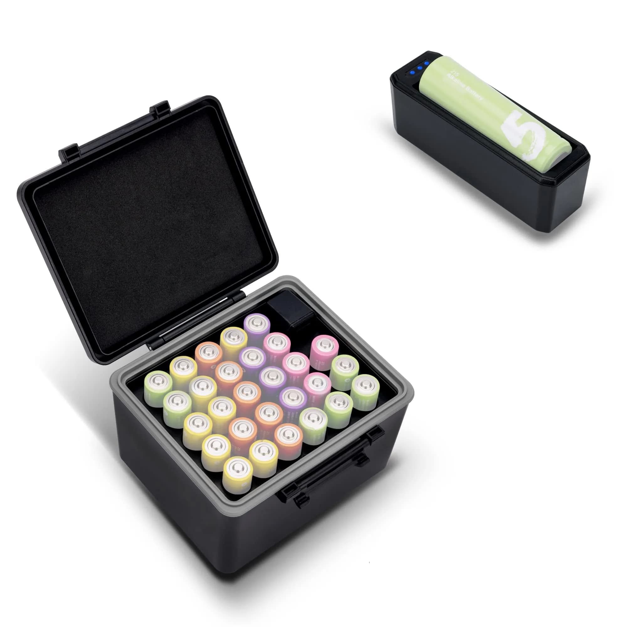 JJC AA Battery Case for 28x AA Batteries with Detachable Tester | Organizes and Protects — for 28x AA Battery