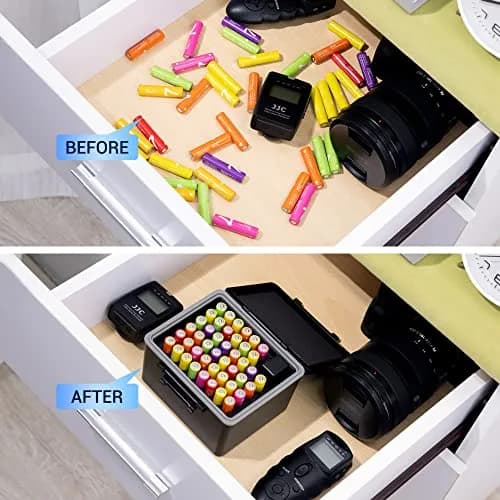 JJC AAA Battery Hard Case with Tester for 44 AAA Batteries | Organizes & Protects thumbnail 6