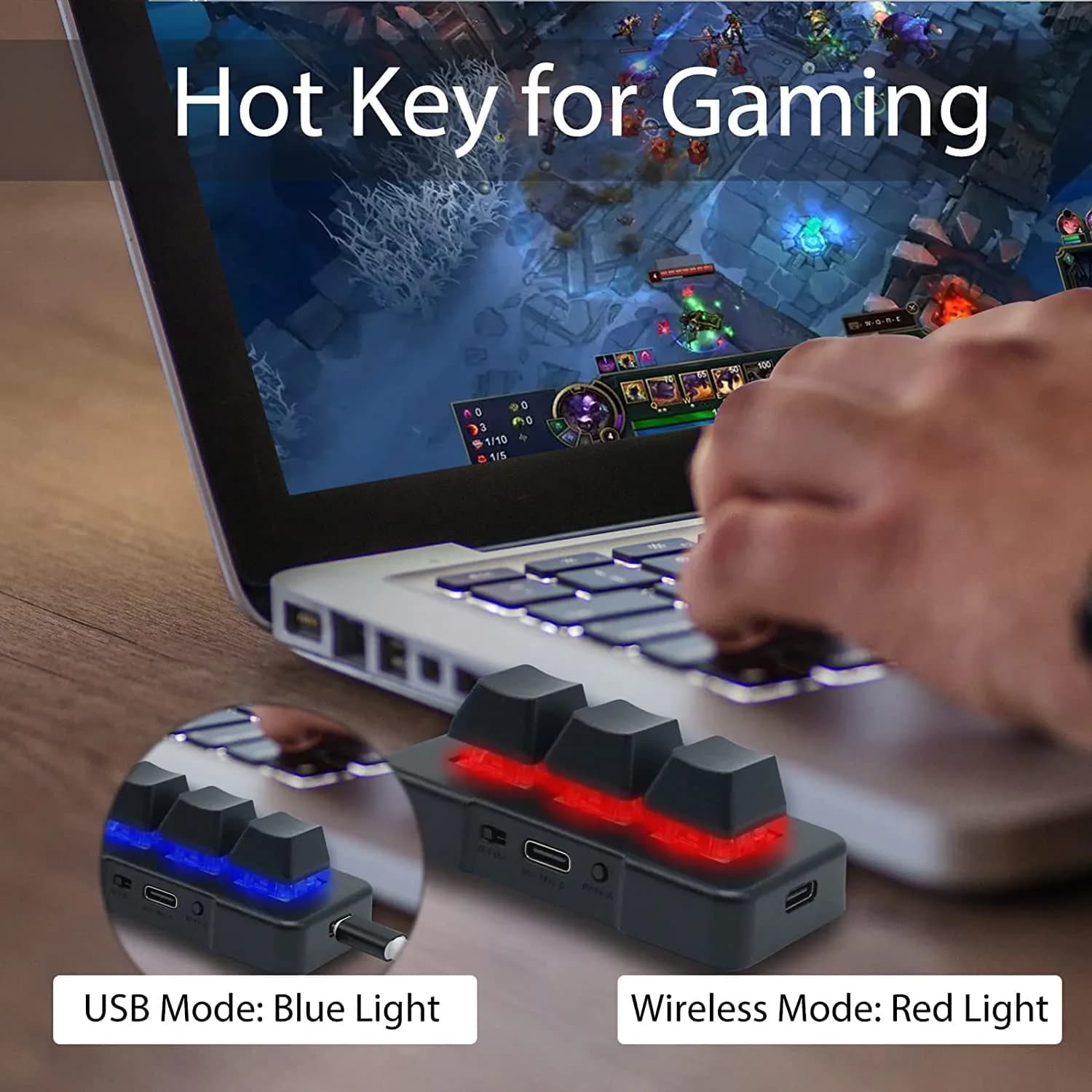 PCsensor 3 Key Mini Macro Keyboard Wireless USB Mechanical Programmable OSU Keypad with RGB LED | 7.6 cm (3 in) | Compatible with PC, Mac, Linux - view 4