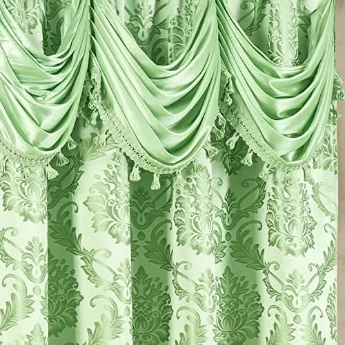 DreamField Linen Jacquard Window Curtains 274.32cm (108"W) x 213.36cm (84"L) Set | Elegant Damask Design with Valance & Tie-Backs thumbnail 8