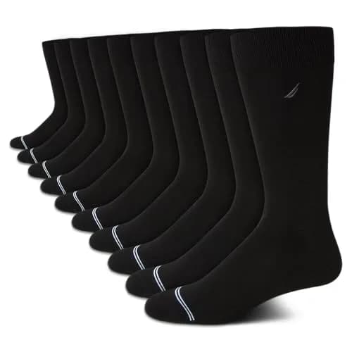 Nautica Men's Dress Socks Business Formal Comfort Stretch Crew Socks 10 Pack | 2.27 kg (5 lb) | Moisture-Wicking & Breathable thumbnail 1