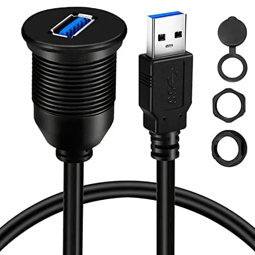 BATIGE USB 3.0 Male to Female AUX Car Mount Flush Cable 1ft | Waterproof Car Dash Extension thumbnail 1