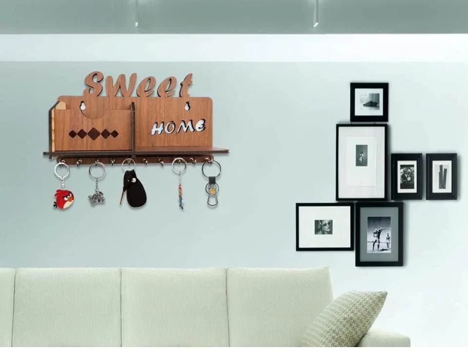 My Dream Carts Sweet Home MDF Wood Key Holder with Mobile Charge Stand | 24 cm (9.4 in) Width thumbnail 5