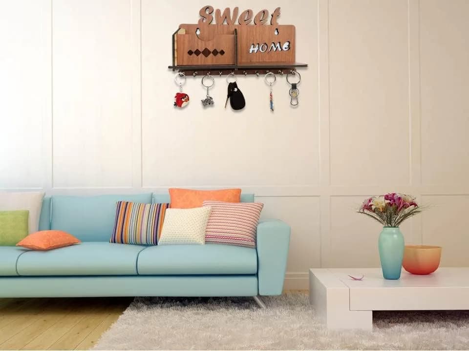 My Dream Carts Sweet Home MDF Wood Key Holder with Mobile Charge Stand | 24 cm (9.4 in) Width thumbnail 6