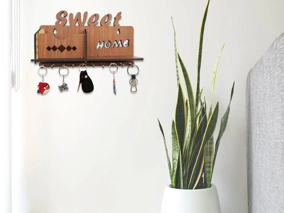My Dream Carts Sweet Home MDF Wood Key Holder with Mobile Charge Stand | 24 cm (9.4 in) Width thumbnail 7