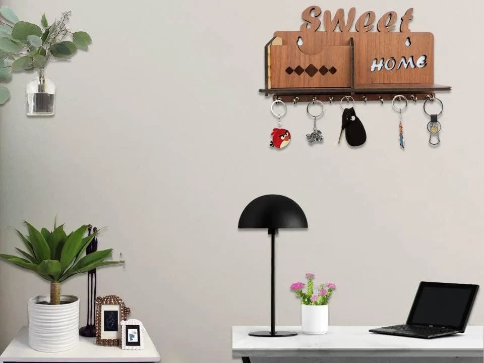 My Dream Carts Sweet Home MDF Wood Key Holder with Mobile Charge Stand | 24 cm (9.4 in) Width thumbnail 4