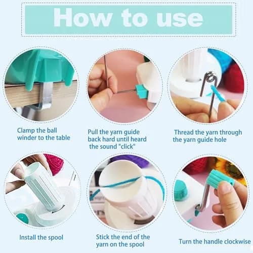 Fokanlo Yarn Ball Winder Machine Green Blue | Hand Operated for Knitting & Crocheting Supplies thumbnail 3