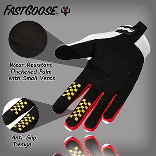 FASTGOOSE Dirt Bike Motorcycle Gloves - Motocross, ATV & Cycling, White, Medium thumbnail 3