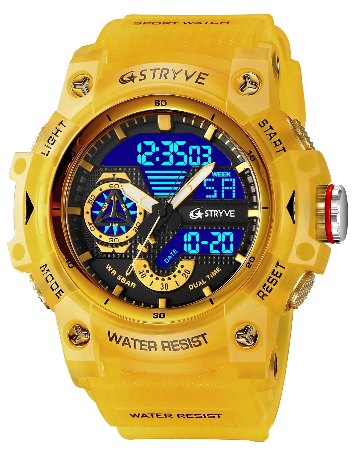Gosasa Men's Multi-Function Military Sports Watch 50mm (1.96") | Dual Time Analog-Digital LED — 8043_Yellow