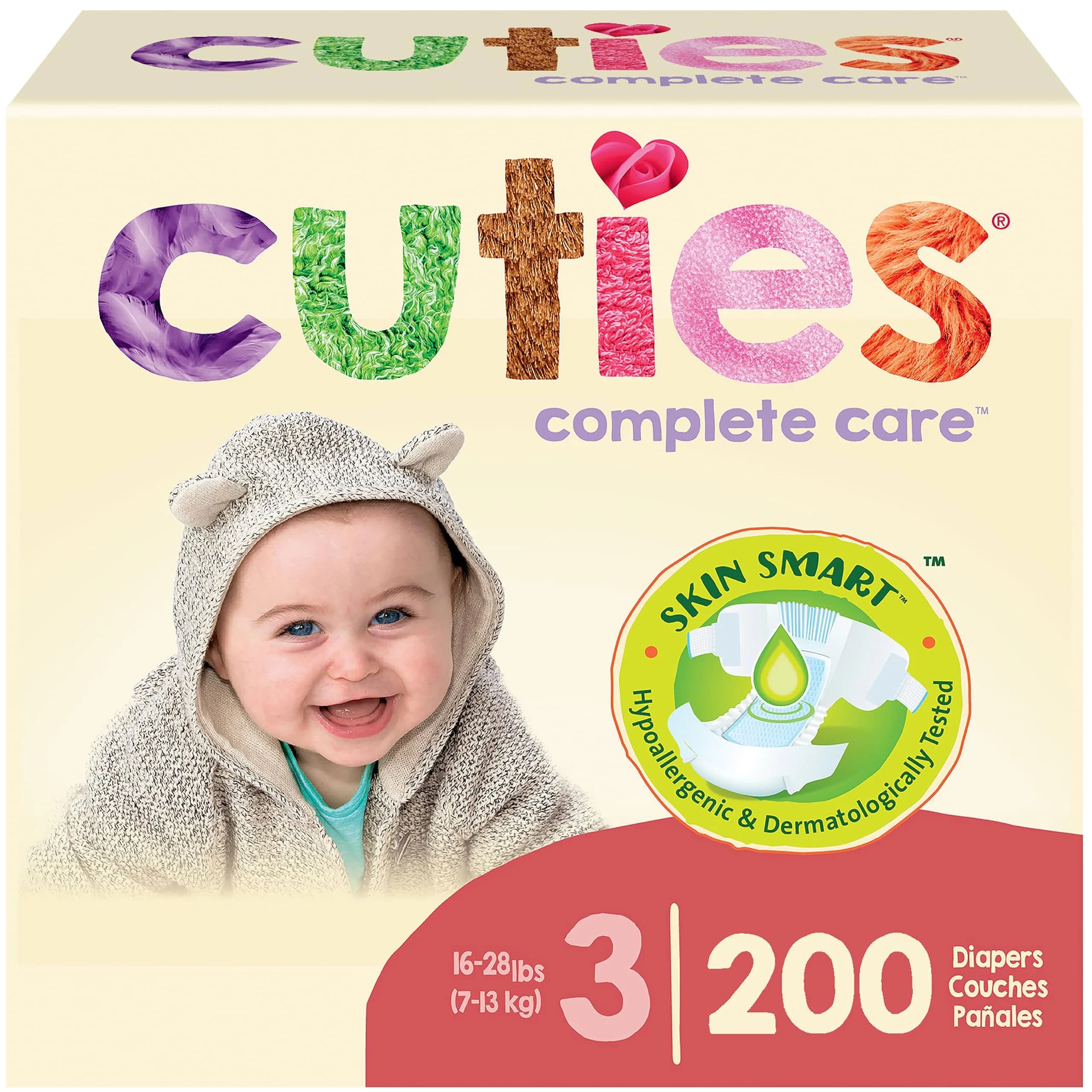 Cuties Skin Smart Size 3 Diapers | Hypoallergenic & Absorbent for Sensitive Skin